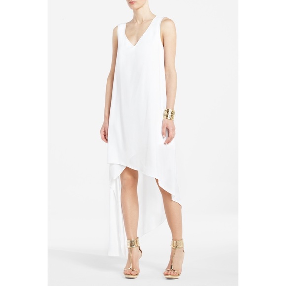 White Asymmetrical Hem Dress